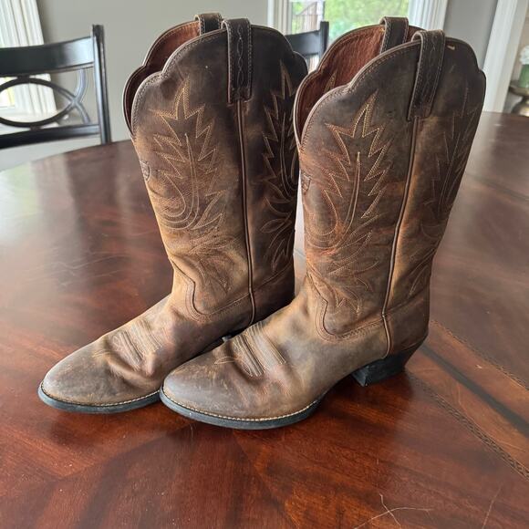 Ariat Women’s Heritage R toe Western Boots Size 10 B Brown Leather Rounded Toe - Picture 2 of 9